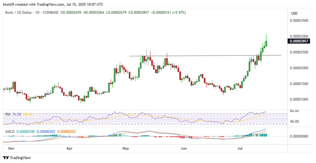 Bonk price chart
